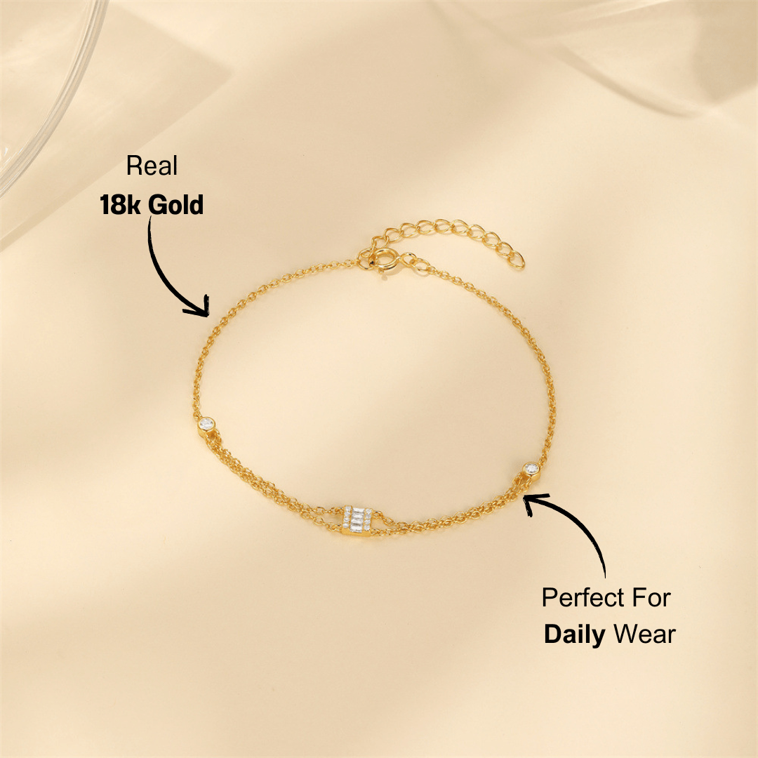 Square Charm Bracelet with Zirconia - mifjewelry
