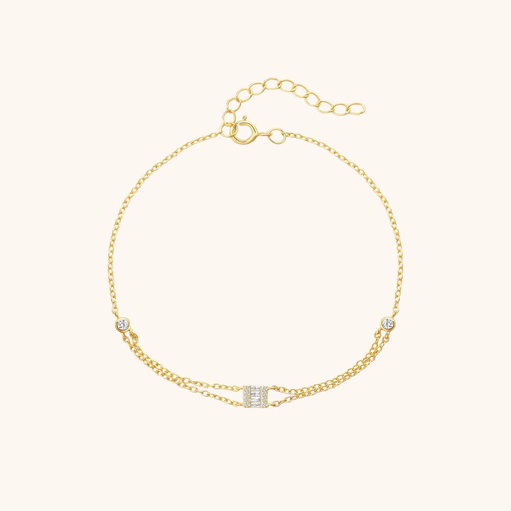 Square Charm Bracelet with Zirconia - mifjewelry