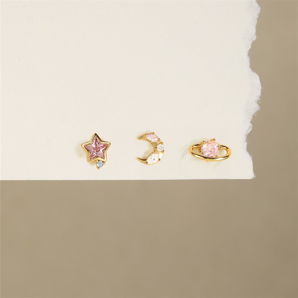Star and Moon Zirconia Earring Set - mifjewelry