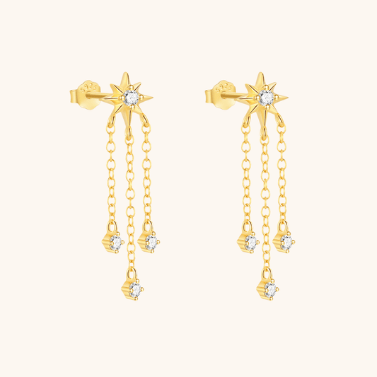 Star Chain Drop Earrings with Zirconia - mifjewelry