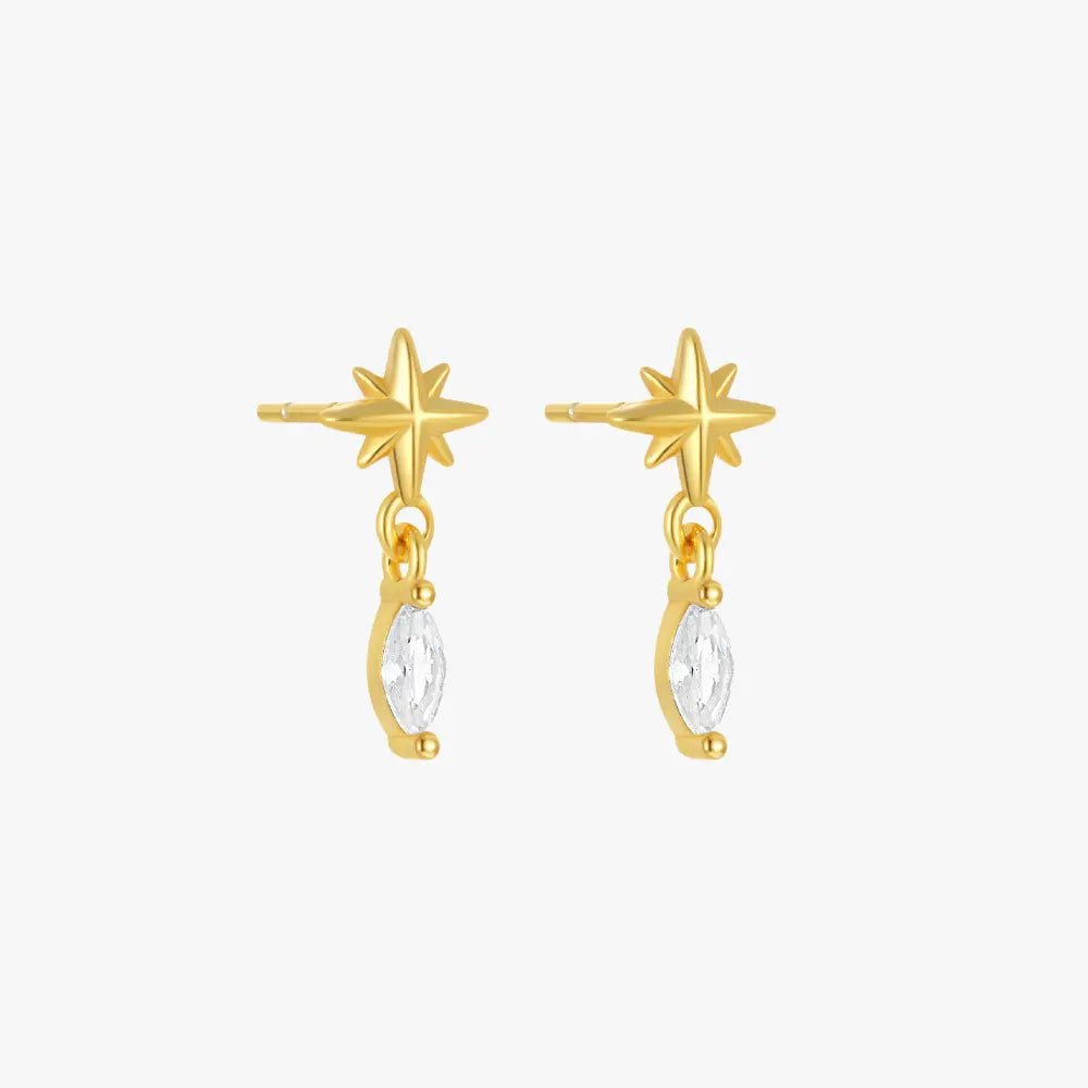 Star Drop Earrings with Zirconia - mifjewelry