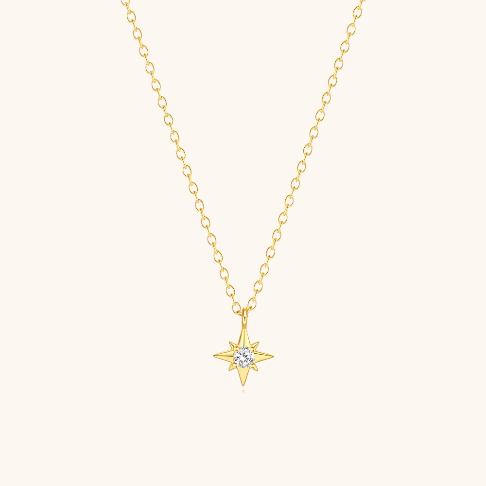 Star Pendant Necklace with Zirconia - mifjewelry
