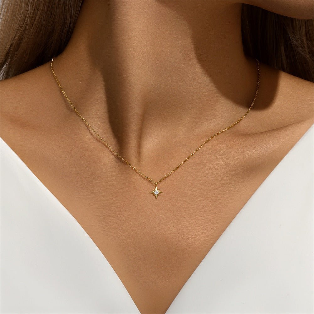 Star Pendant Necklace with Zirconia - mifjewelry