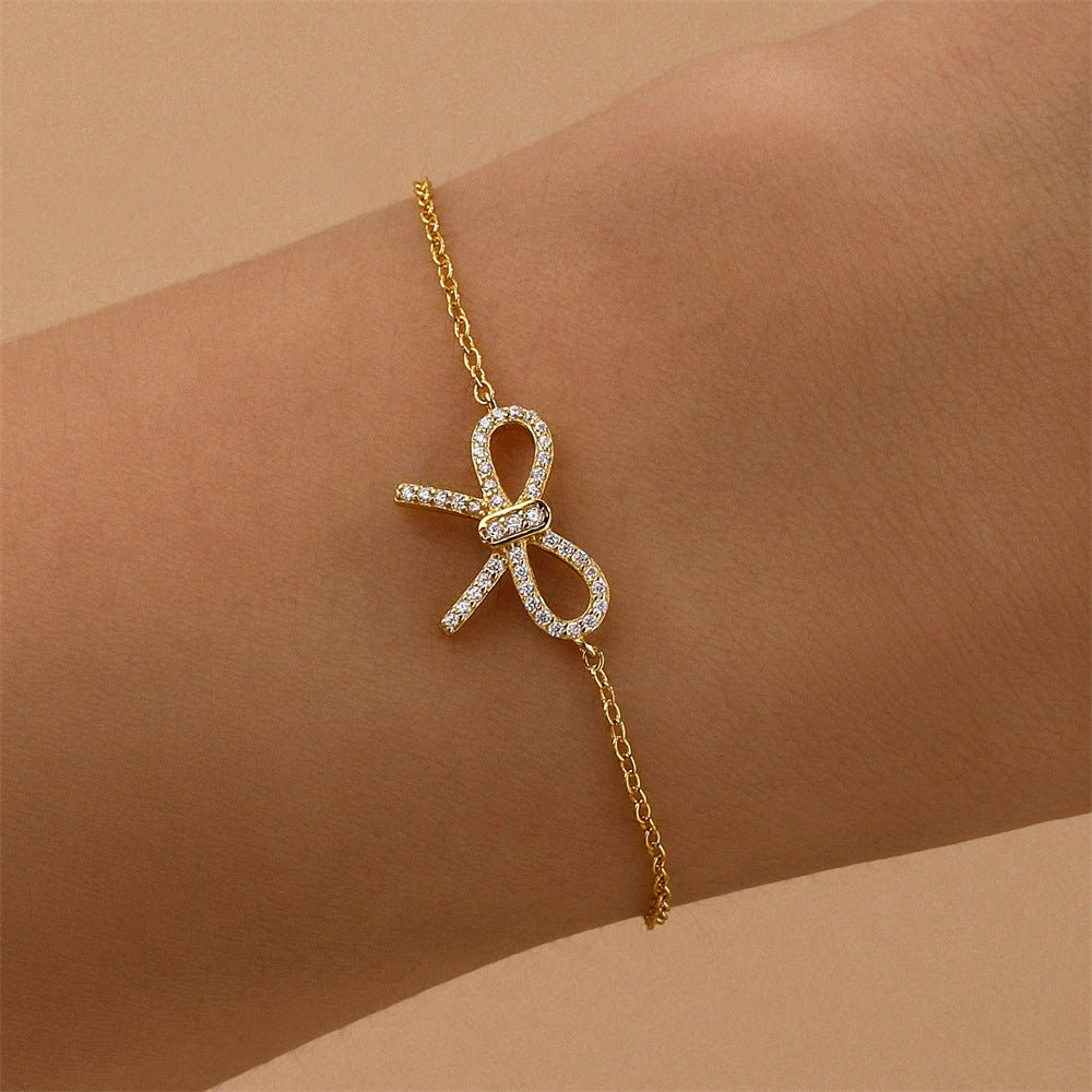Sterling Silver Zirconia Bow Knot Bracelet - mifjewelry