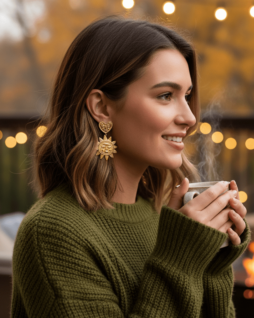 Sun & Heart Statement Earrings - mifjewelry