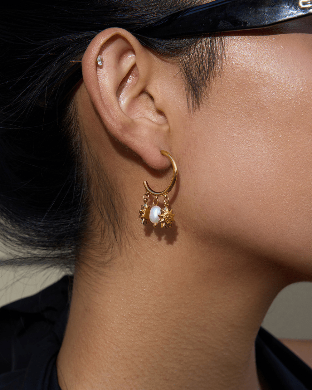Sunbeam Duo Charm Hoops - mifjewelry