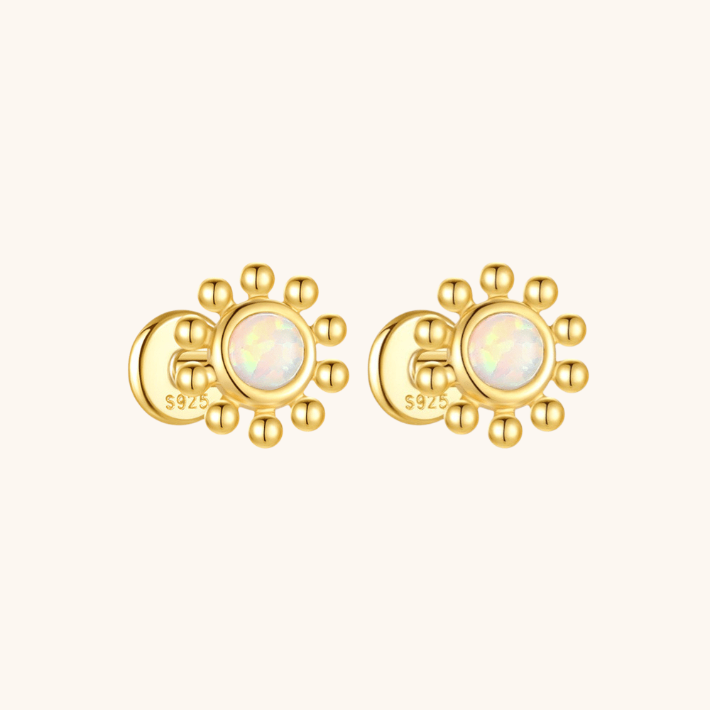 Sunburst Opal Labret Stud Earrings - mifjewelry