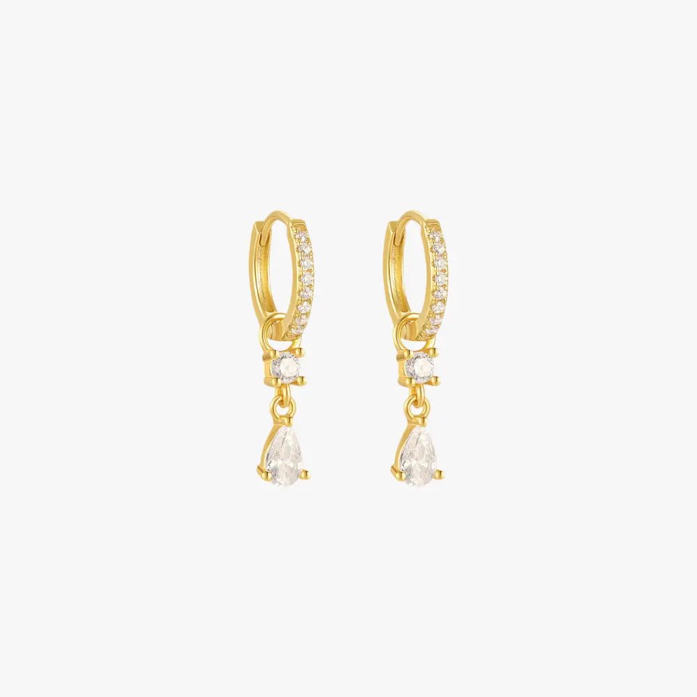 Teardrop Zirconia Dangle Hoop Earrings - mifjewelry