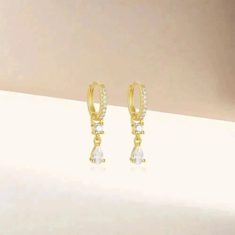 Teardrop Zirconia Dangle Hoop Earrings - mifjewelry
