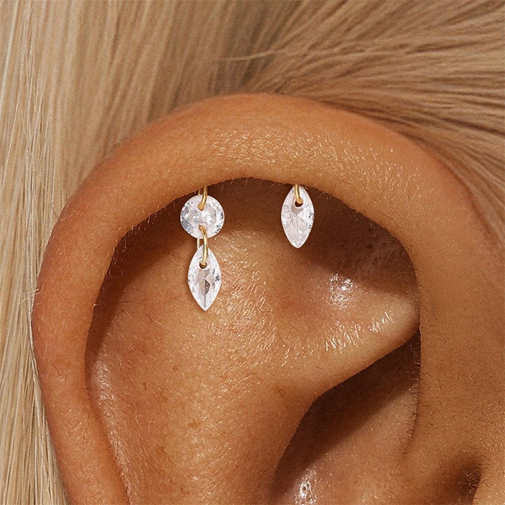 Three - Drop Zirconia Stud Earrings - mifjewelry