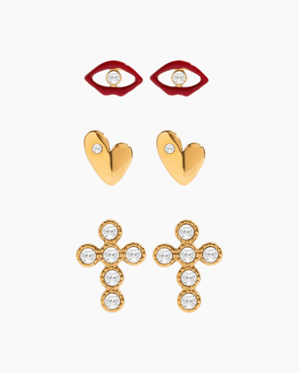 Triple Charm Stud Earring Set - mifjewelry