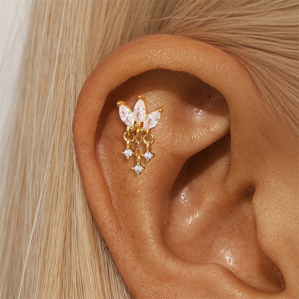Triple Marquise Zirconia Drop Stud Earrings - mifjewelry