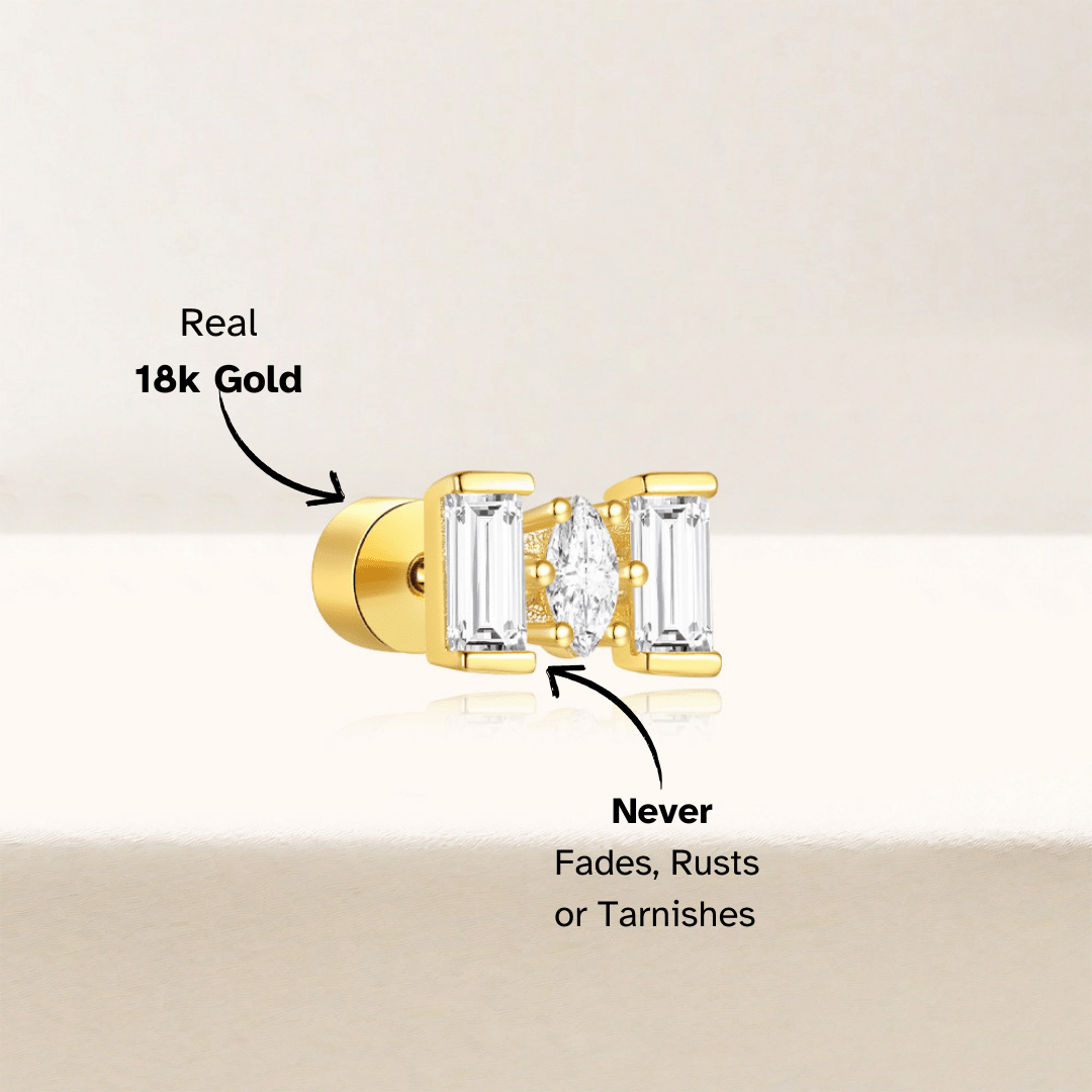 Triple Zirconia Stud Earrings - mifjewelry