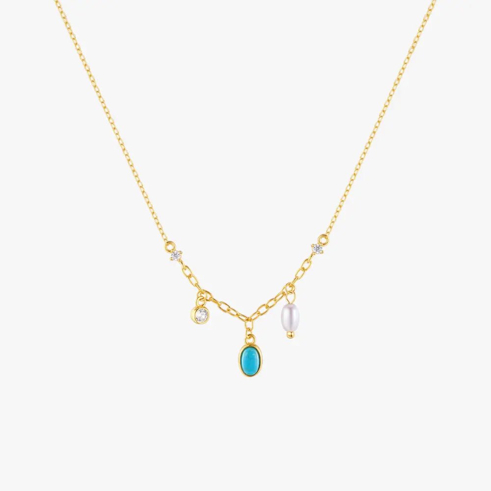 Turquoise and Pearl Pendant Necklace - mifjewelry