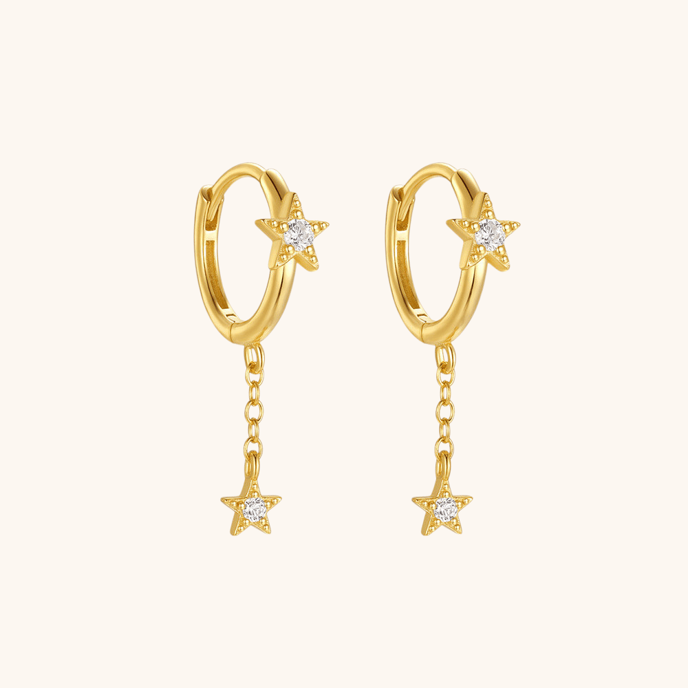 Twinkling Star Drop Hoop Earrings - mifjewelry