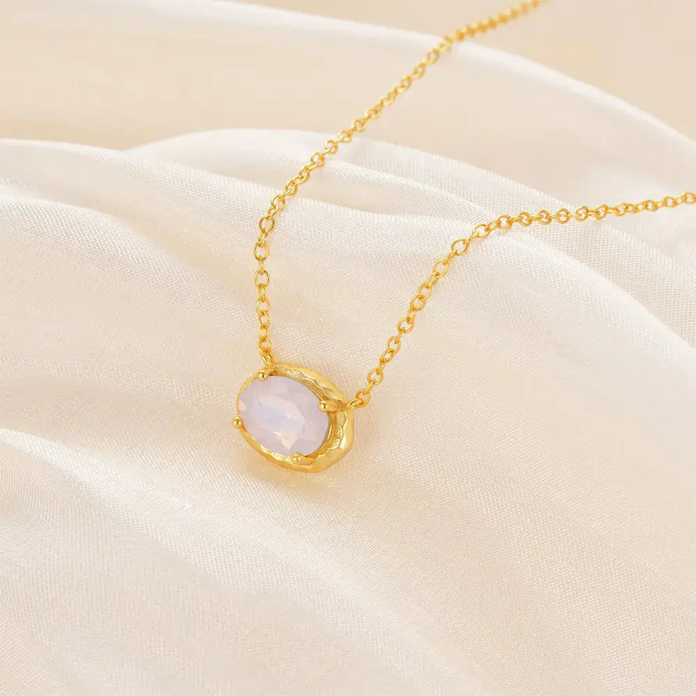 Textured Pink Opal Geometric Necklace
