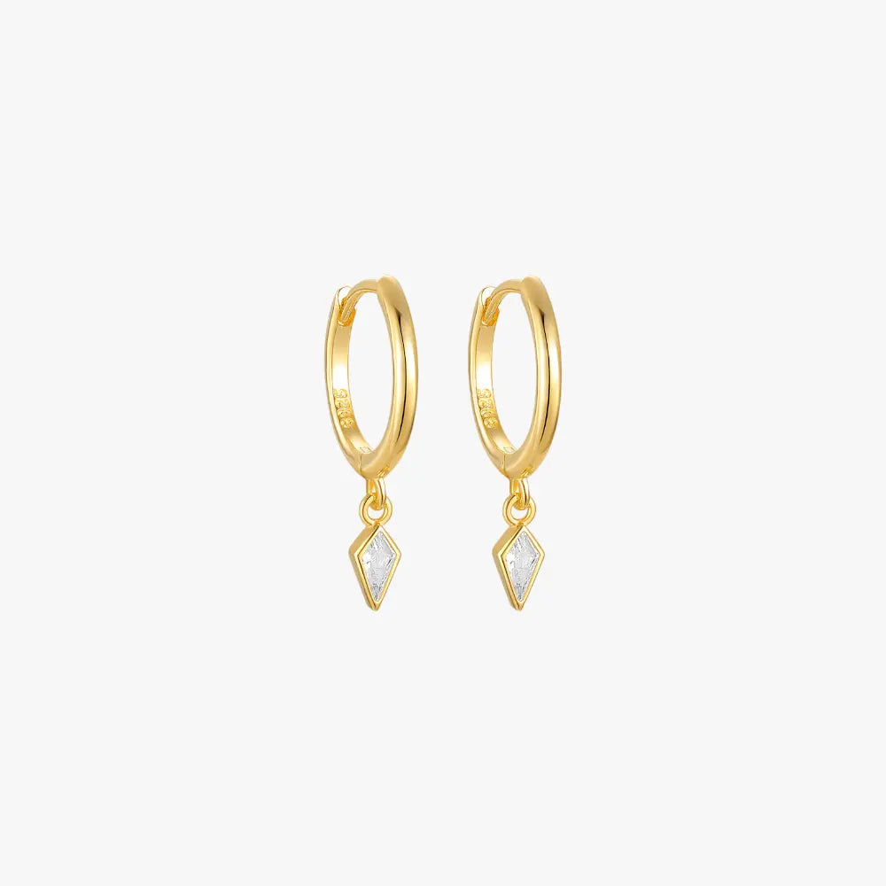 Kite Shaped Zirconia Hoop Earrings
