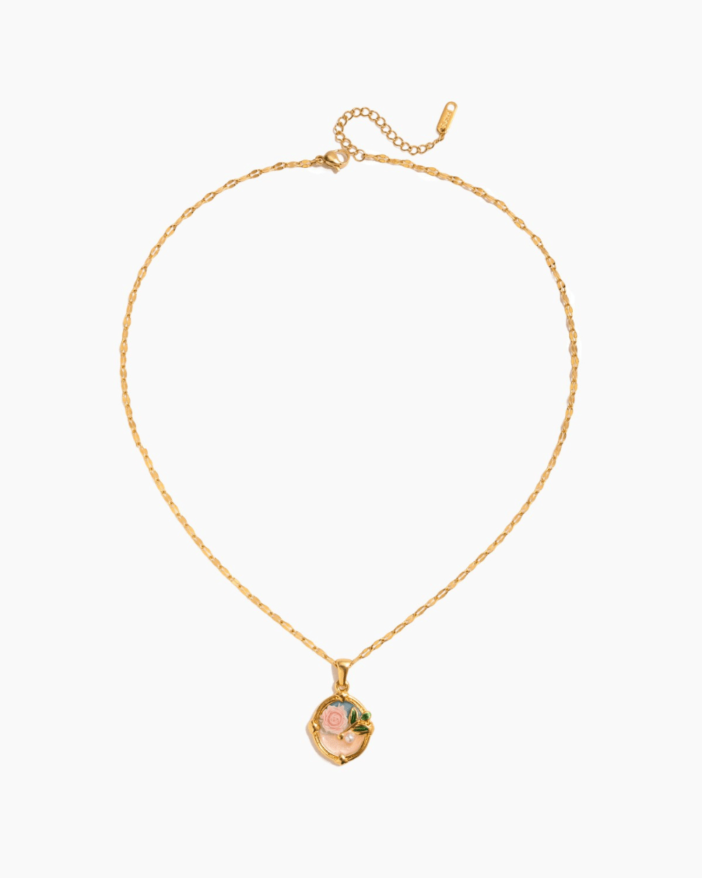 Vintage Pink Rose Pendant Necklace - mifjewelry
