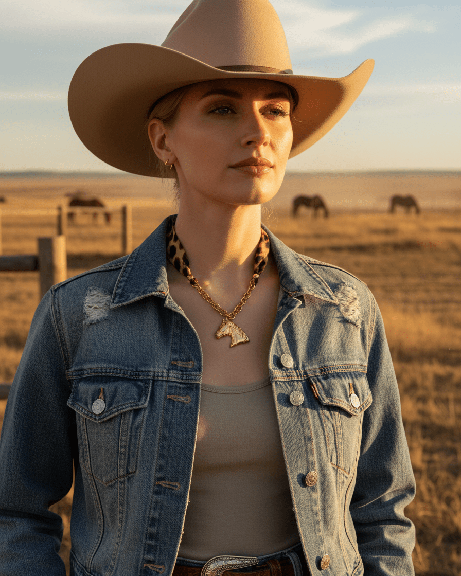 Wild Horse Pendant Necklace – Leopard Strap - mifjewelry