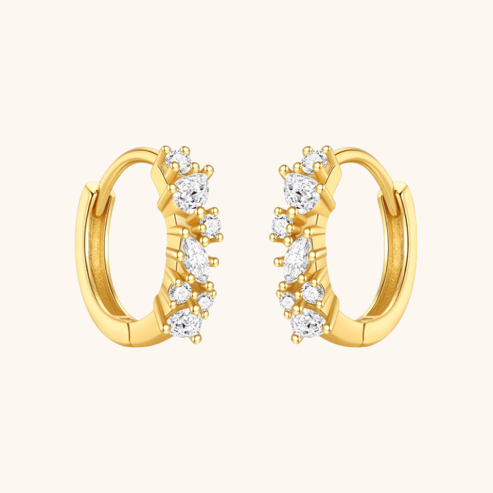 Zirconia Cluster Hoop Earrings - mifjewelry