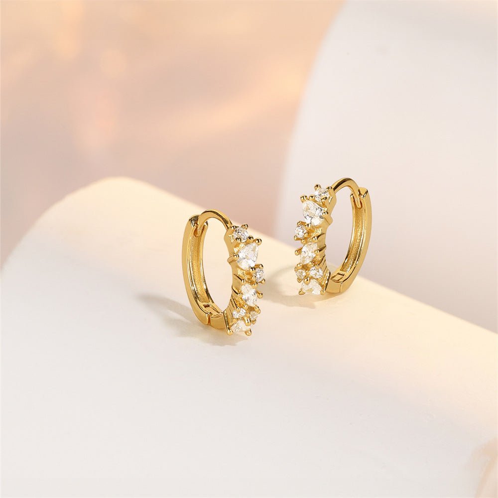 Zirconia Cluster Hoop Earrings - mifjewelry