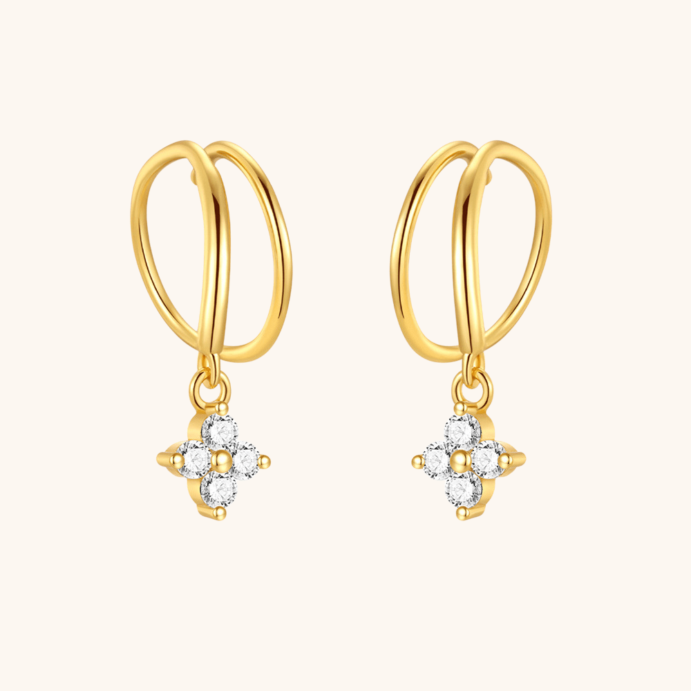 Zirconia Cross Drop Hoop Earrings - mifjewelry