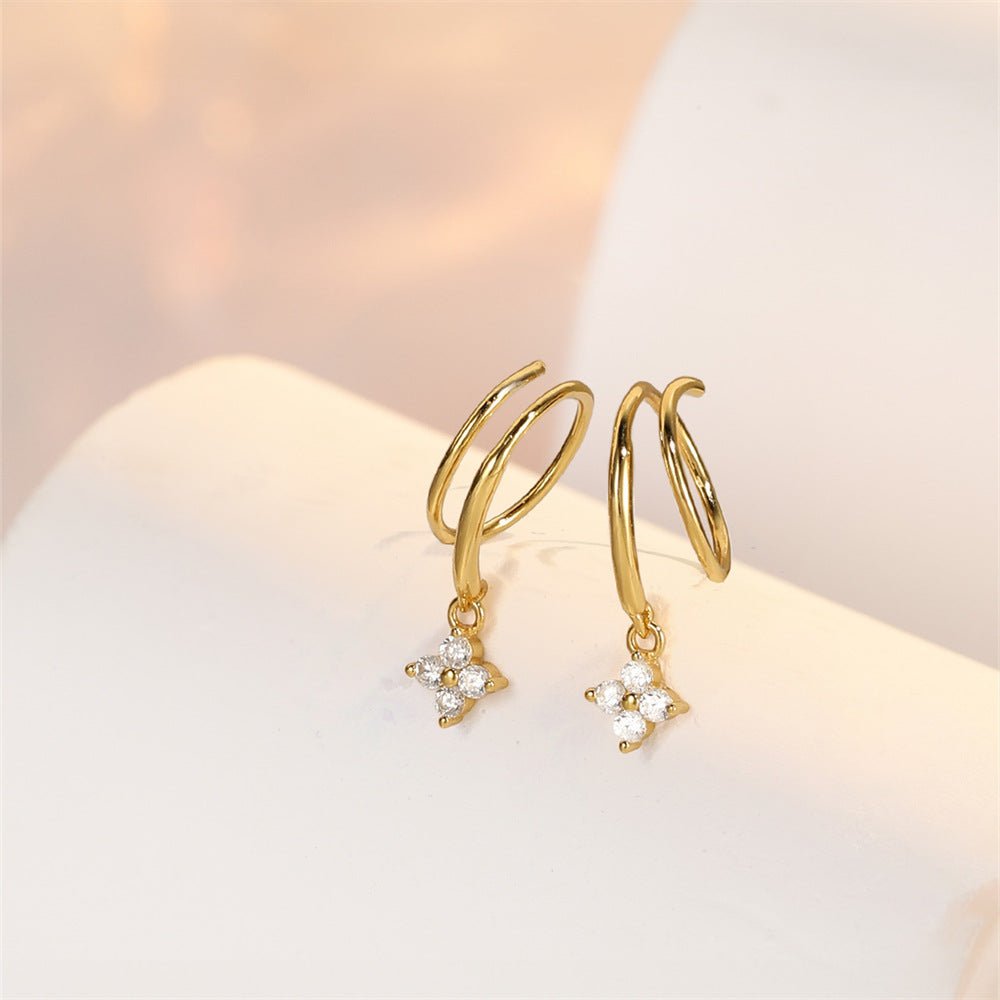 Zirconia Cross Drop Hoop Earrings - mifjewelry