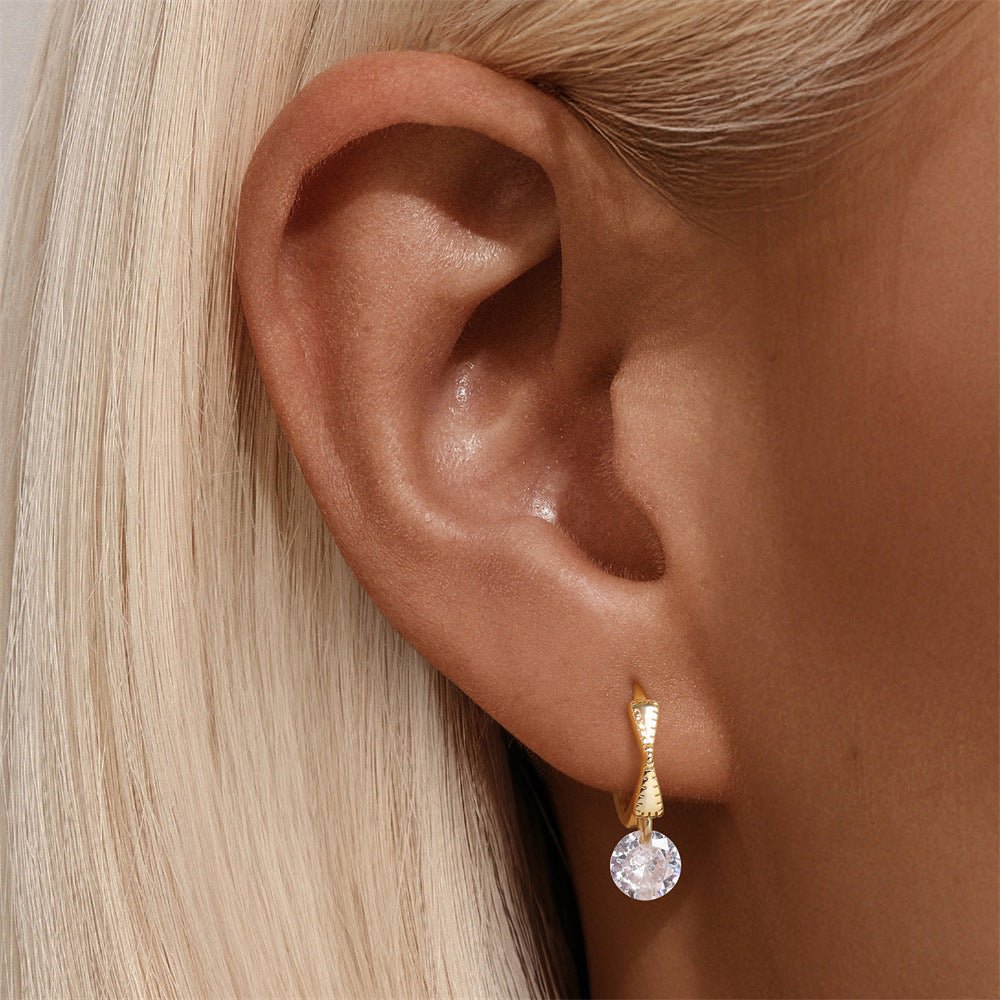 Zirconia Drop Hoop Earrings - mifjewelry