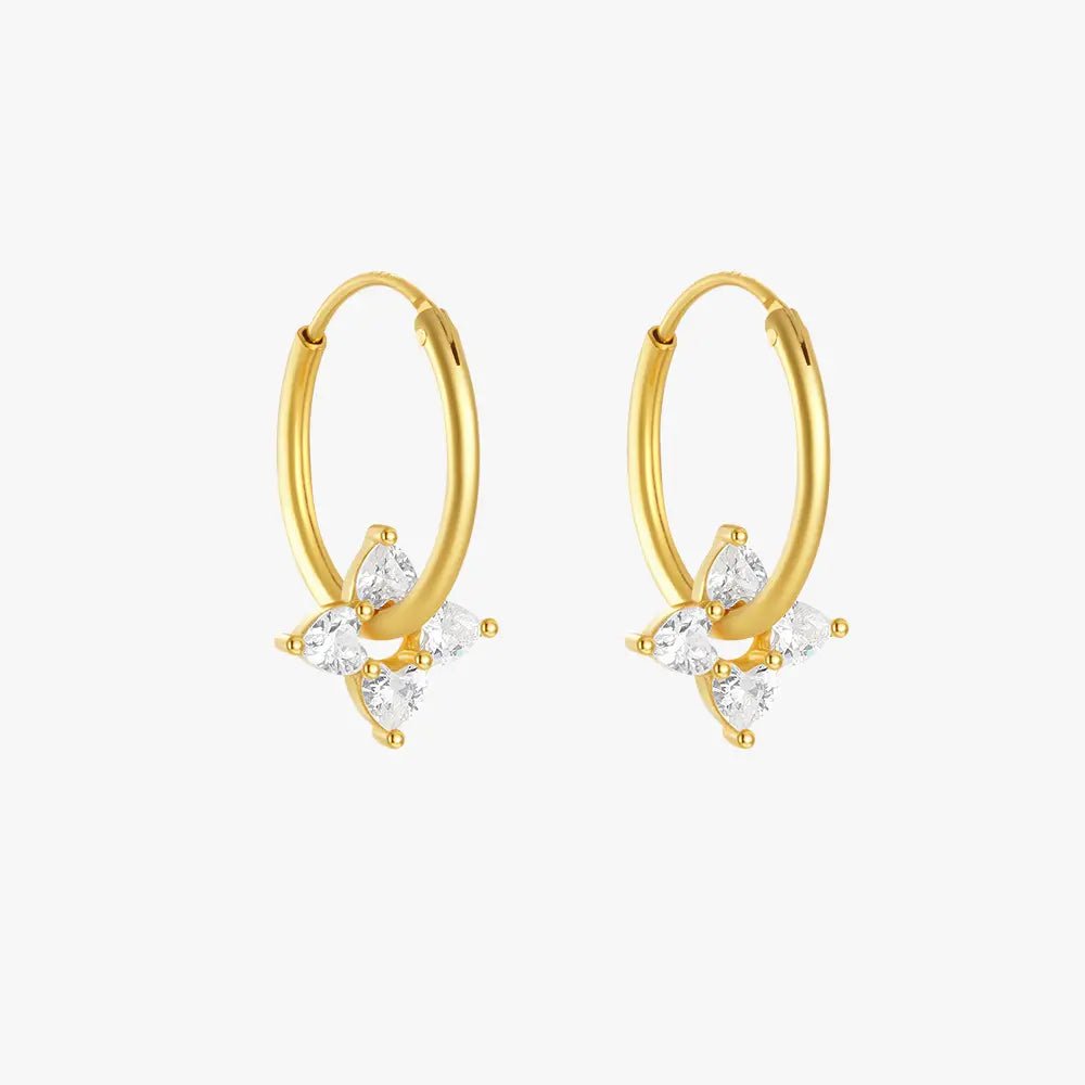 Zirconia Floral Hoop Earrings - mifjewelry