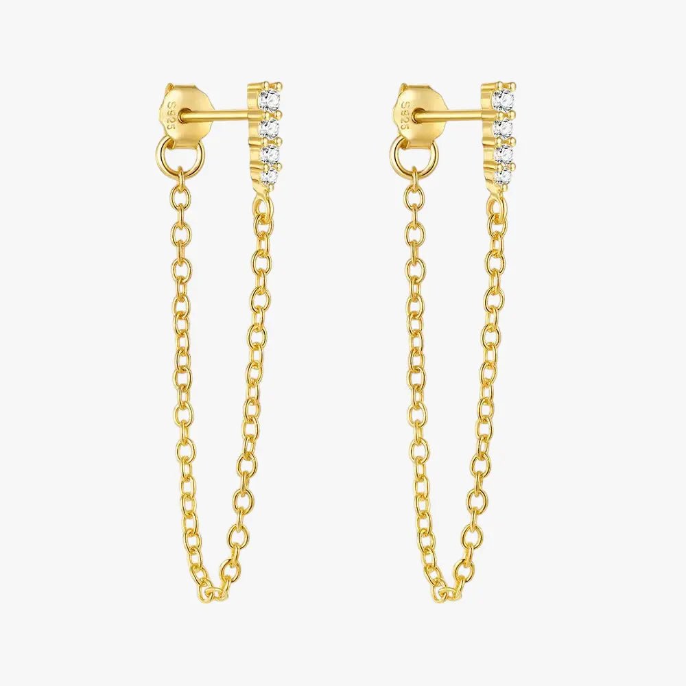 Zirconia Long Chain Tassel Earrings - mifjewelry