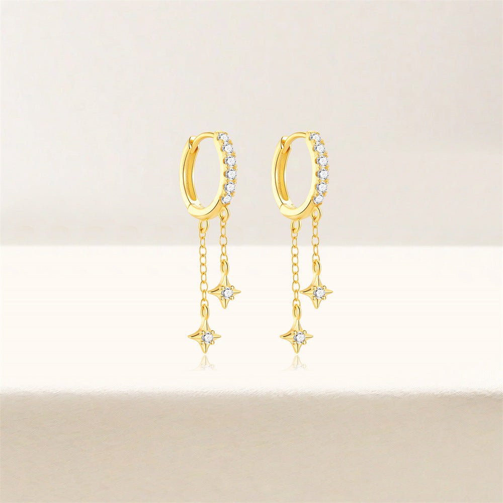 Zirconia Star Drop Hoop Earrings - mifjewelry