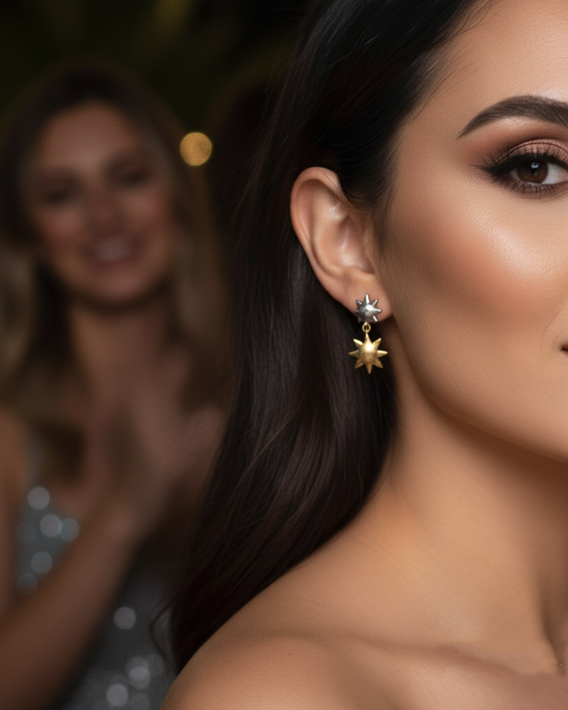 Dual Star Drop Earrings