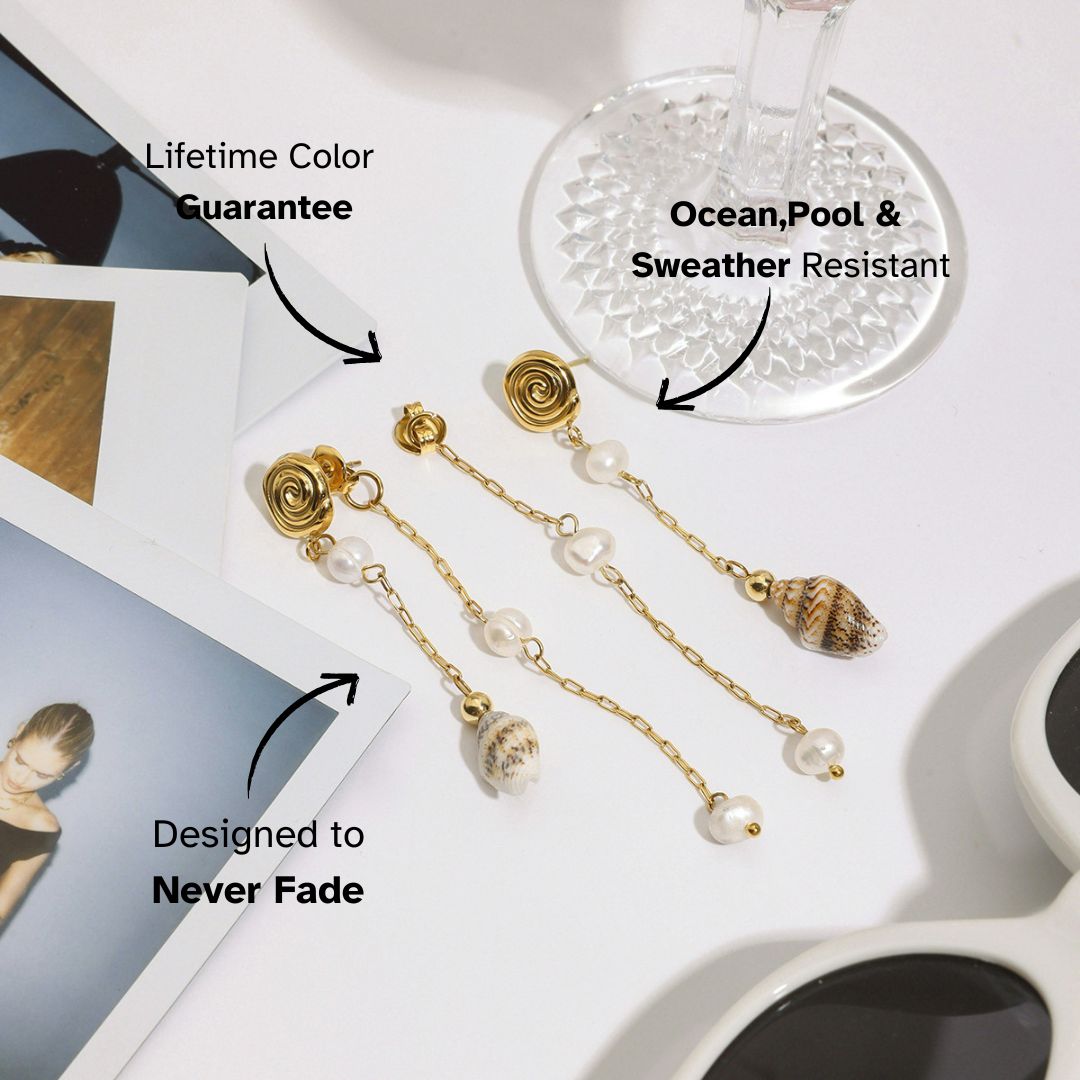 Ocean Whisper Shell Drop Earrings