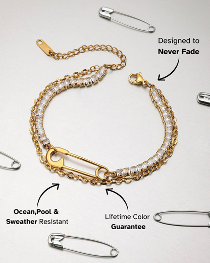 Crystal Clash Safety Pin Bracelet