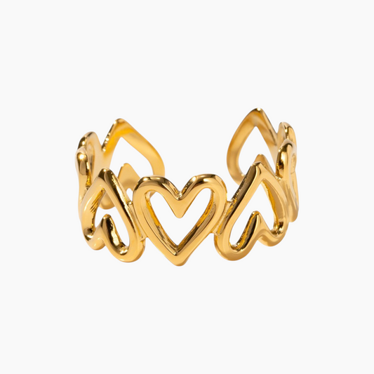 Golden Hearts Open Ring