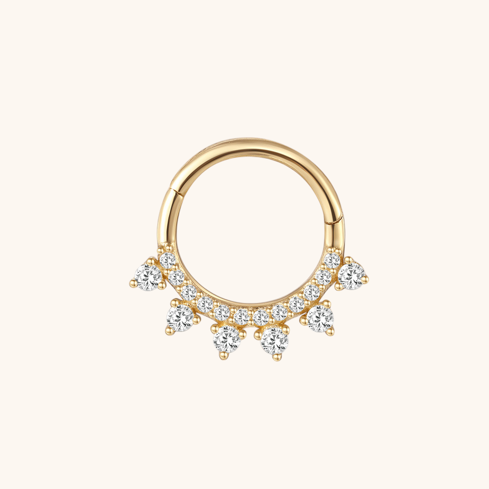 (Single) 14K Solid Gold Circular Hoop Earring with Zirconia