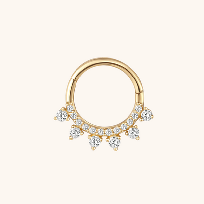 (Unique) Boucle d'oreille créole circulaire en or massif 14 carats avec zircone