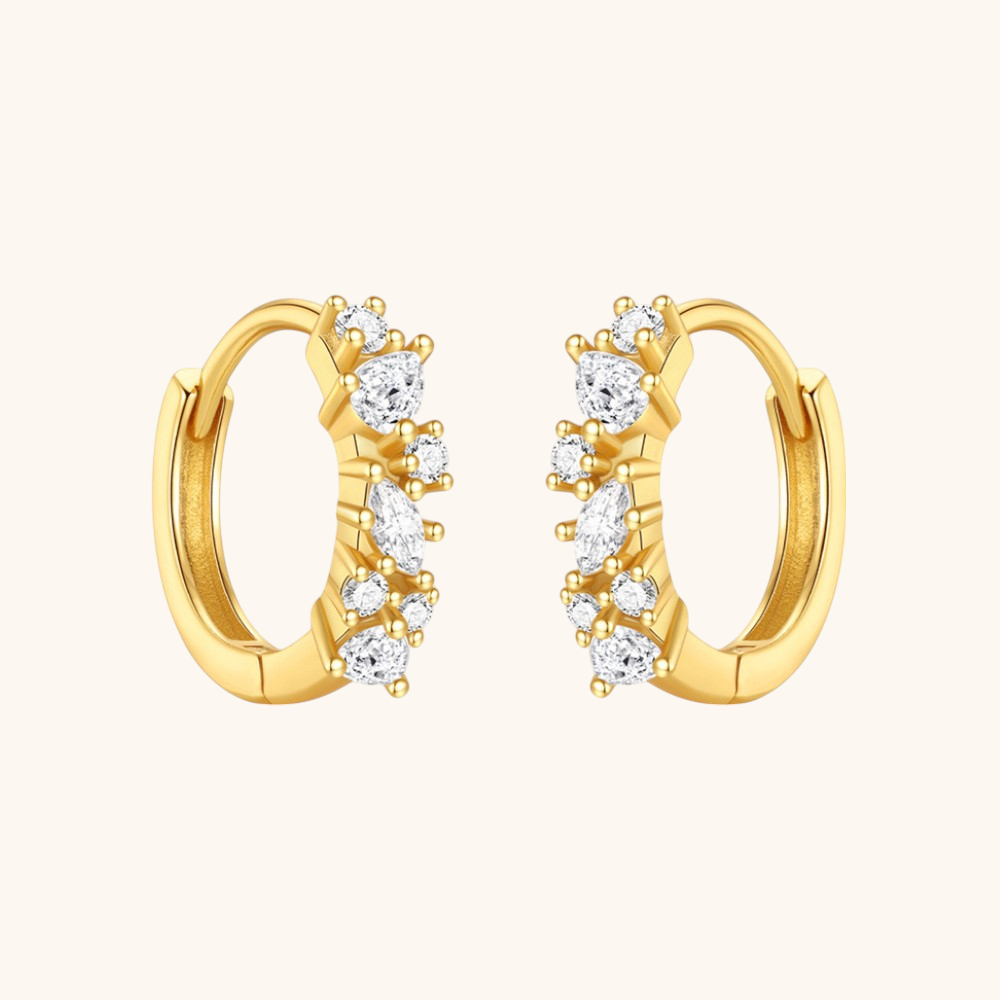 Zirconia Cluster Hoop Earrings
