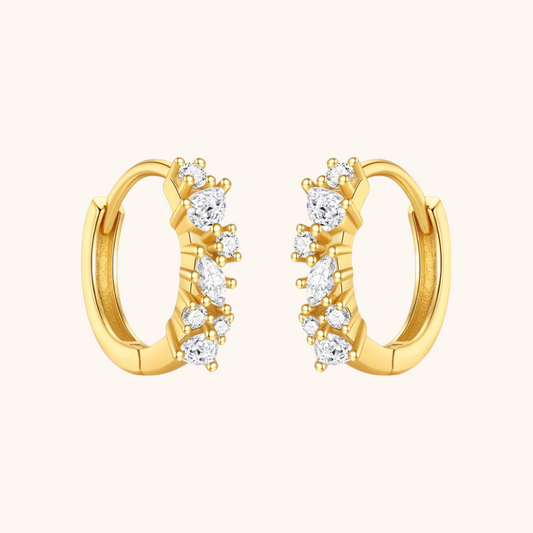 Zirconia Cluster Hoop Earrings