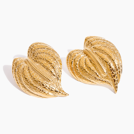 Hammered Leaf Statement Earrings