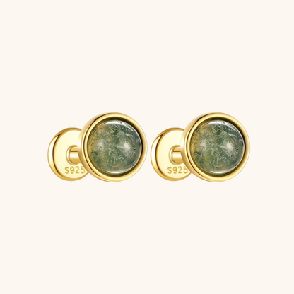 Moss Agate Stud Earrings