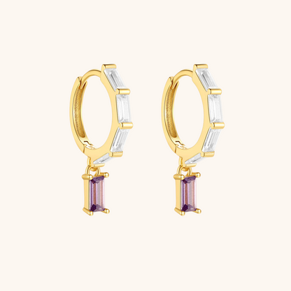 Geometric Drop Zircon Hoop Earrings