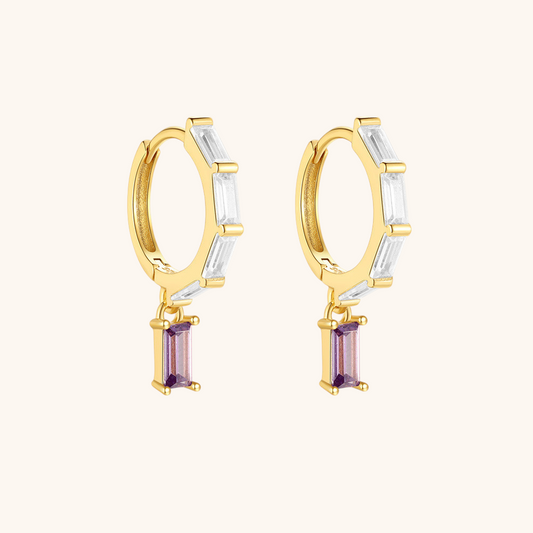 Geometric Drop Zircon Hoop Earrings