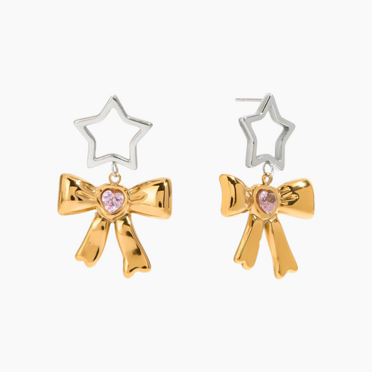 Twinkle Charm Ribbon Earrings