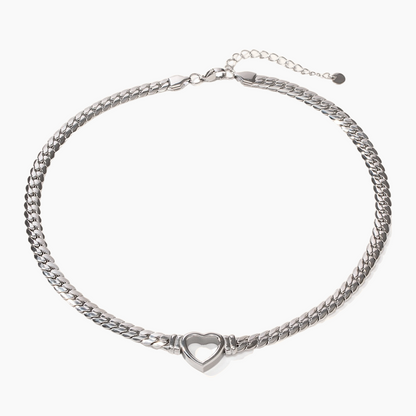 Heartlink Bold Chain Necklace - Silver