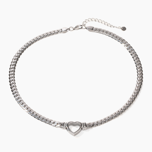 Heartlink Bold Chain Necklace - Silver