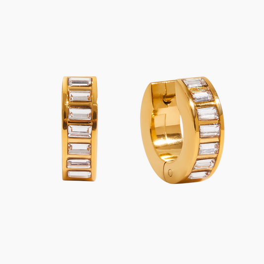 Golden Baguette Huggie Hoops