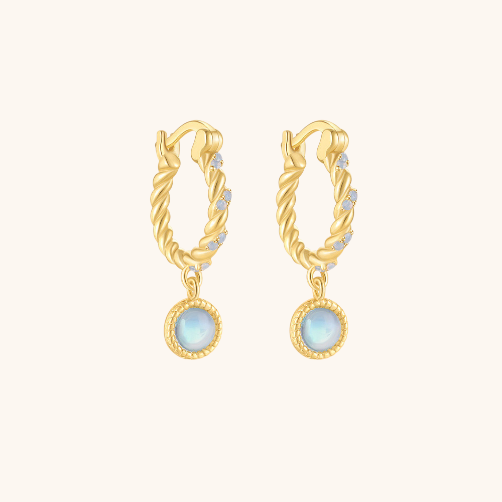Vintage Opal Twist Hoop Earrings