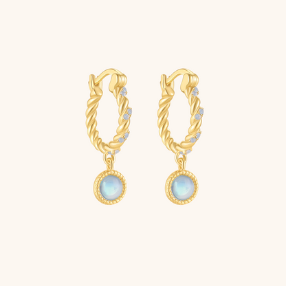 Vintage Opal Twist Hoop Earrings