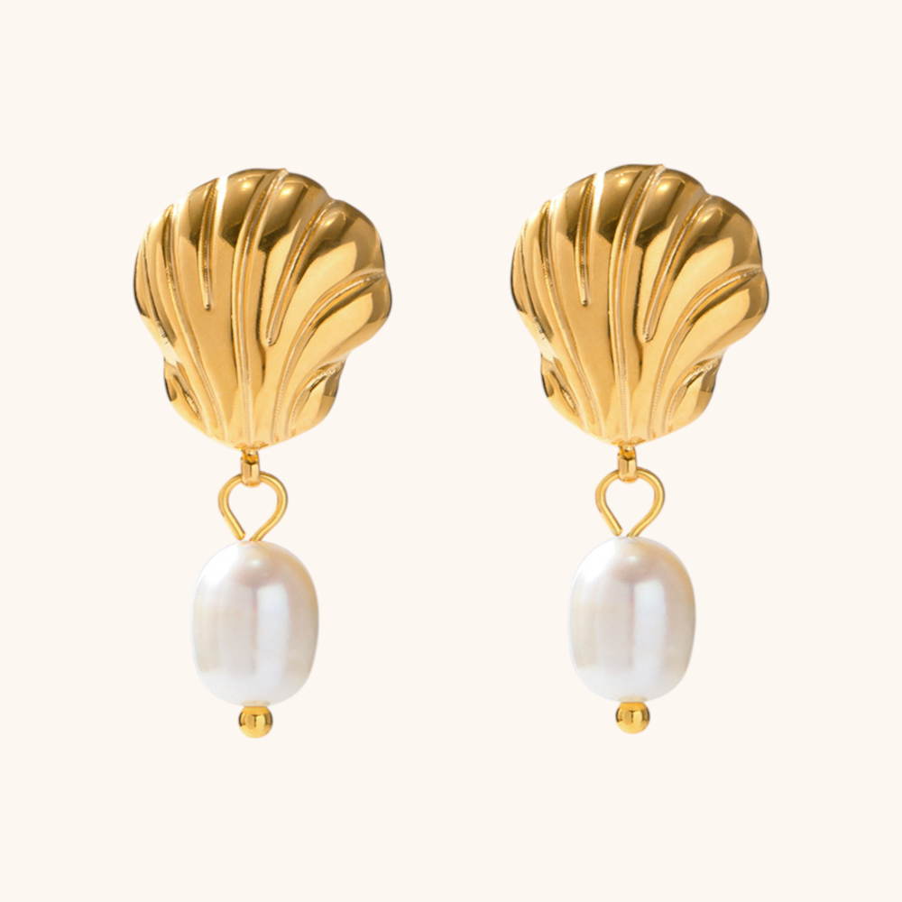 Whispering Shell Pearl Earrings